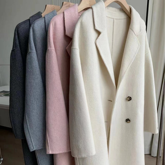 Overcoat Long Wool Reversible Cashmere Coat Mid-length