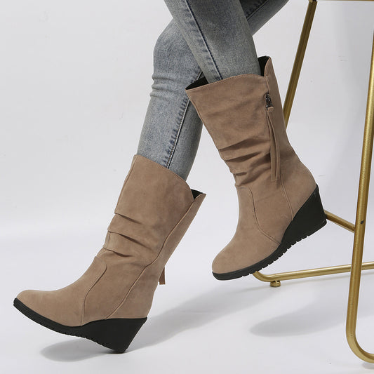 Large Size Low Heel Round Toe Women's Martin Boots
