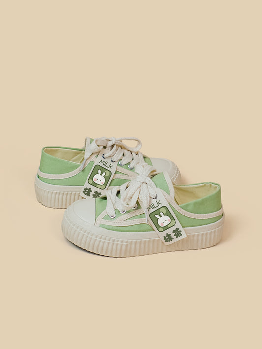 Breathable Low Top Biscuit Shoes With Thick Soles Japanese Style