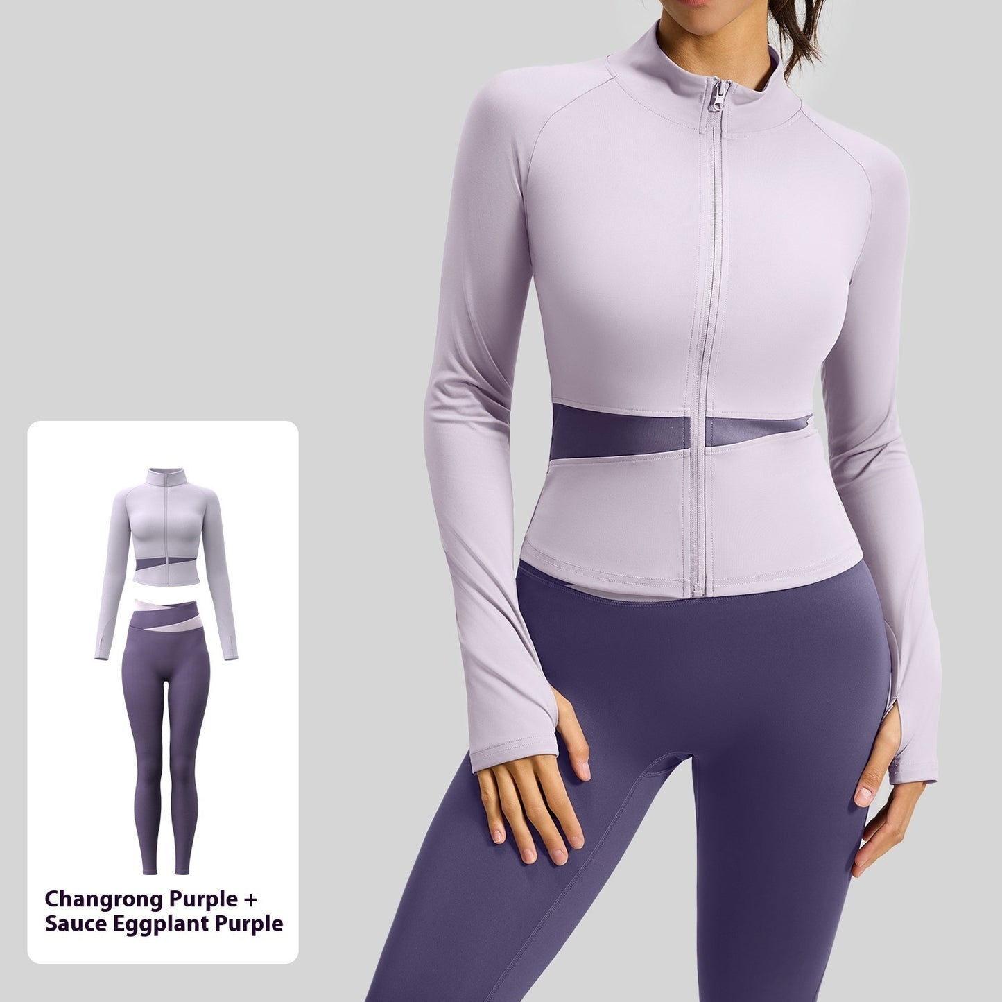 Juyi Tang Peach Color Matching Yoga Suit Nude Feel High Elastic Female