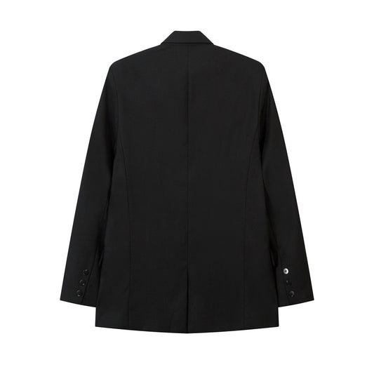 Solid Color Loose Suit Jag In The Midde Of Back Spring And Autumn