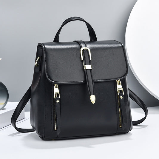Women's Fashionable All-match Leather Lightweight Western Style Backpack