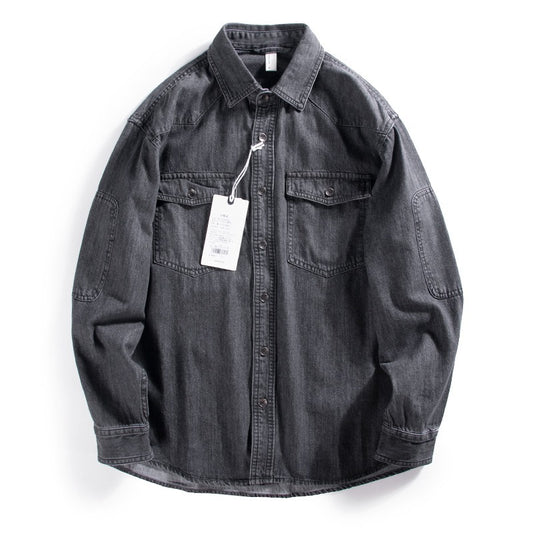Loose Fashion Brand Long Sleeve Denim Shirt Couple Thin Top