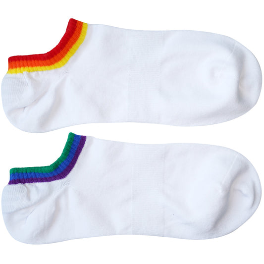 Men's Six-color Rainbow Left And Right Feet Thin Style Fitness Boat Socks