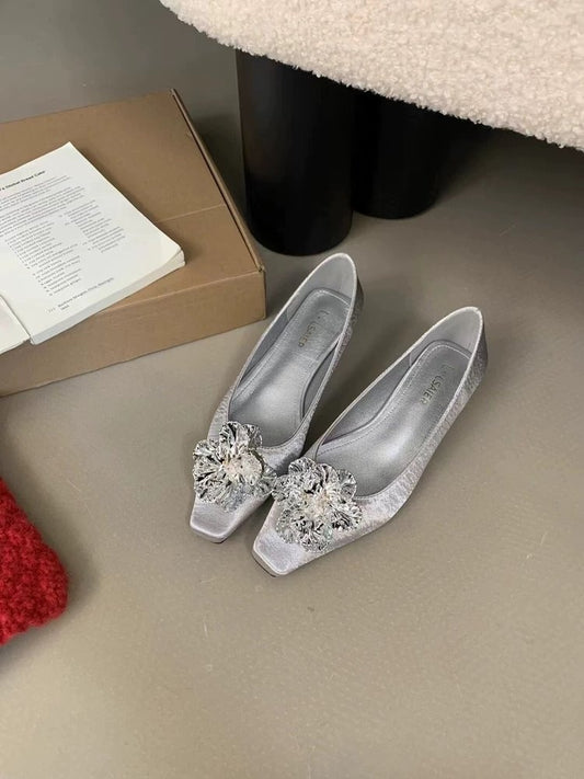 Spring New Arrival Square Toe Flats For Women, Pointed Toe Slip-On Shoes Soft Sole Ballet Flats Must-Have For Wide Leg Pants