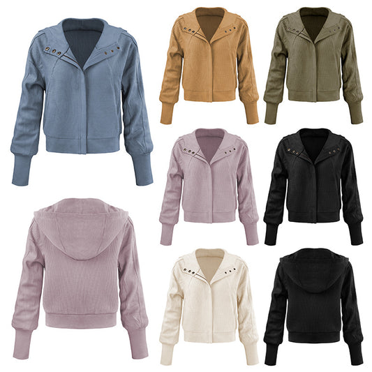 Patchwork Sweater Langærmet Cardigan Afslappet Lynlåstop