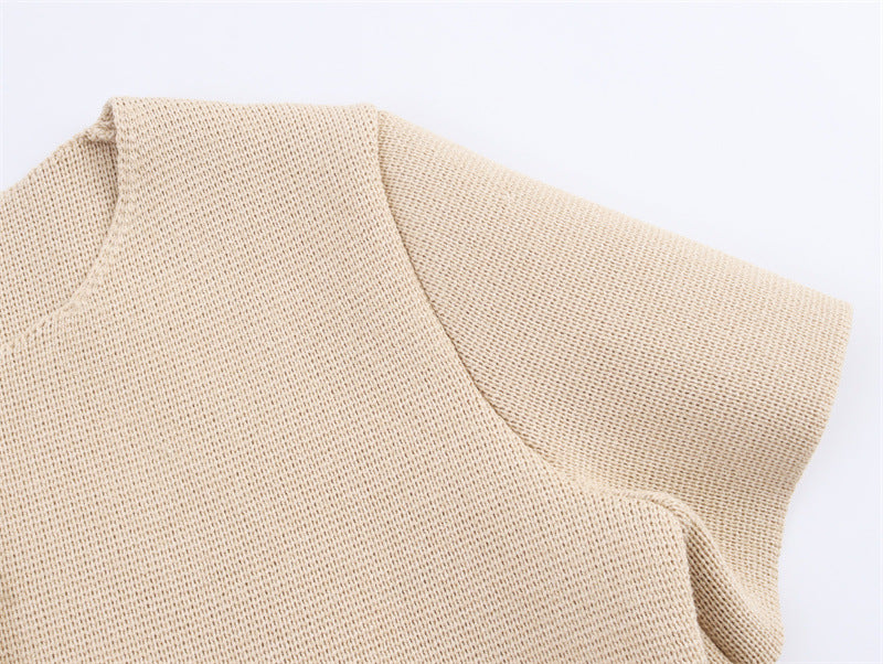 Fashionable Short Sleeve Skirt Style Knit Jacket
