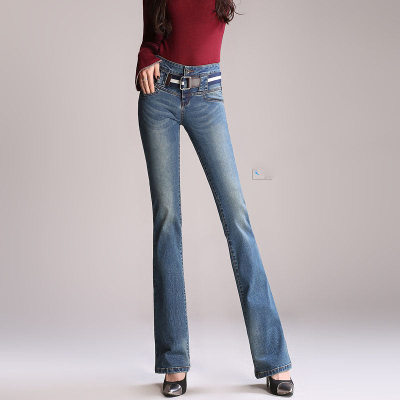 Stretchy Abdomen Plus Size Slim Straight Wide Leg Pants