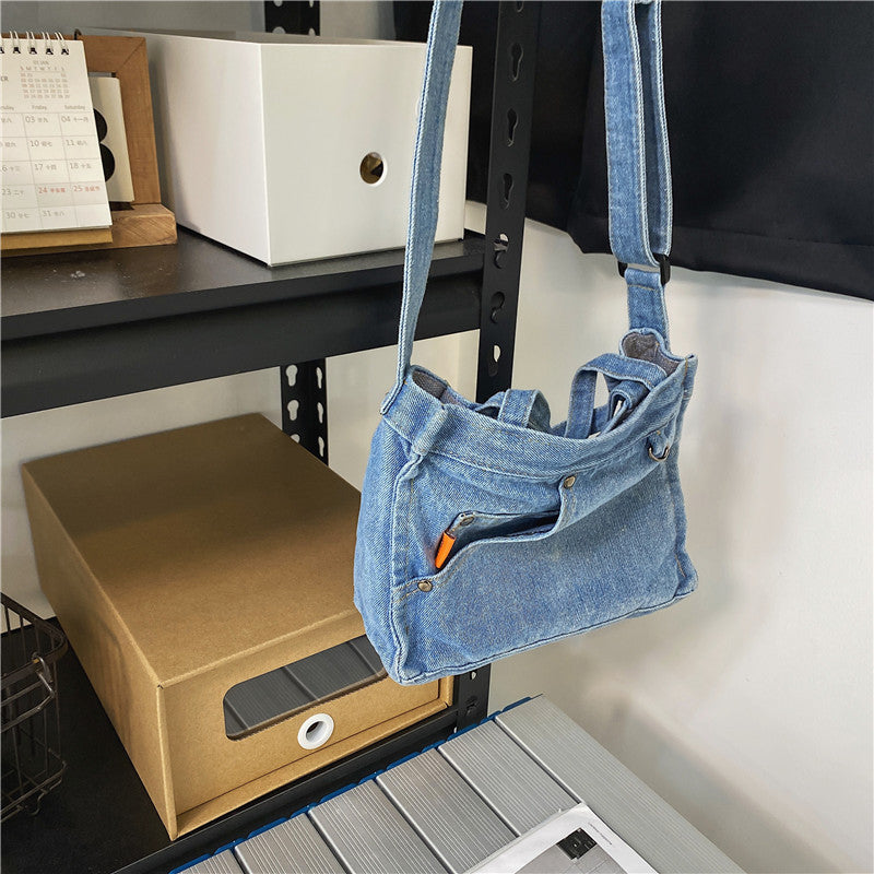 Men's And Women's Fashion Denim Messenger Bag