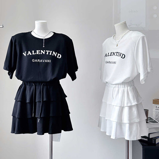 Youthful Two-piece Set Relaxed-fit T-shirt Skirt