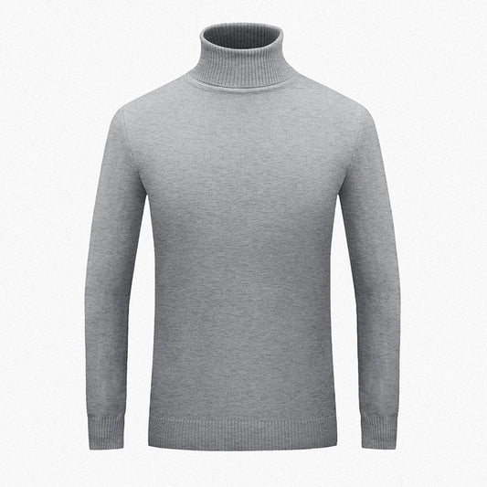 Mænds Hule Ensfarvede Rullekrave Sweater Mode Afslappet All-match Enkel Sweater