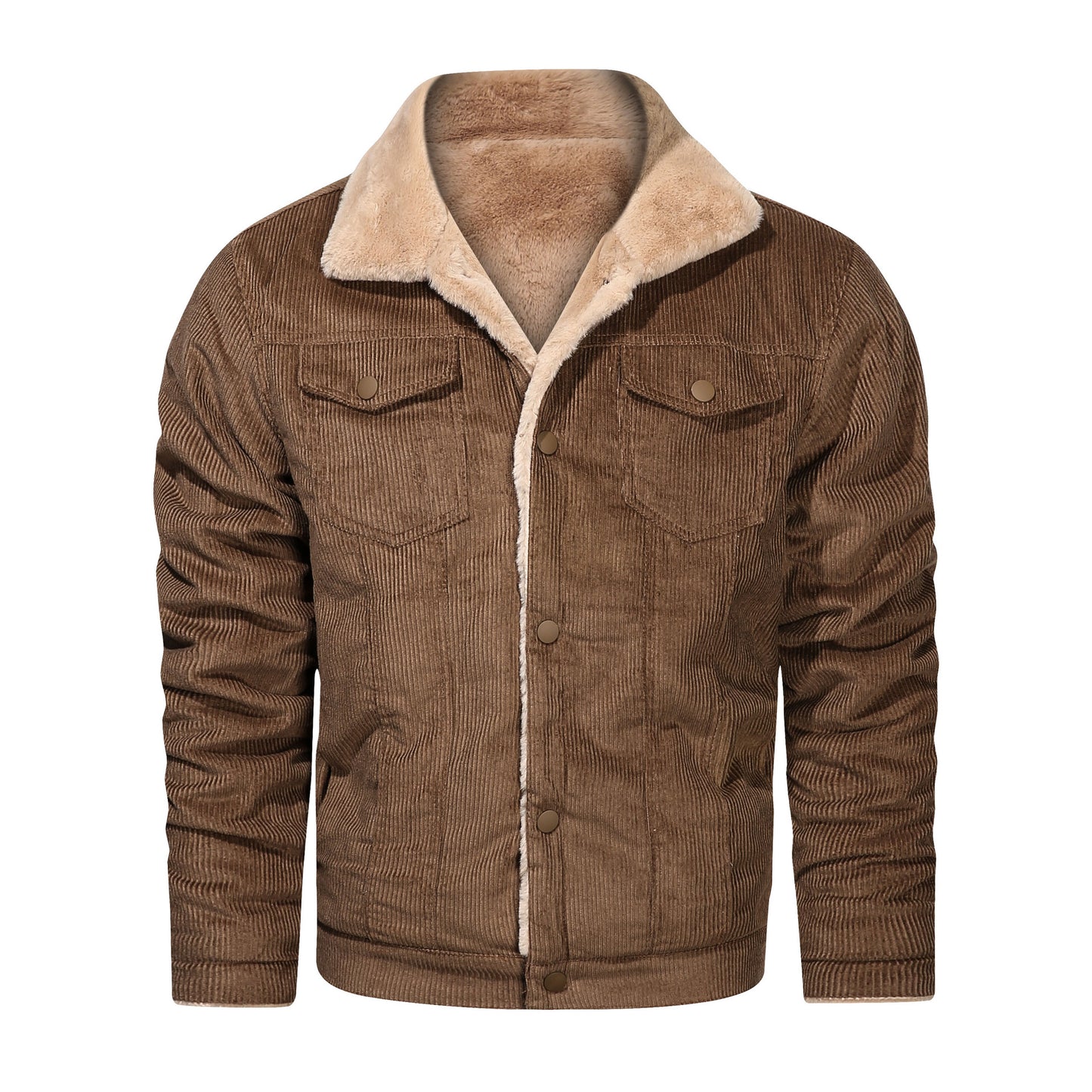 Corduroy Young Men's Jacket Casual Loose Large Size Men's Jacket Plus Velvet Thickened