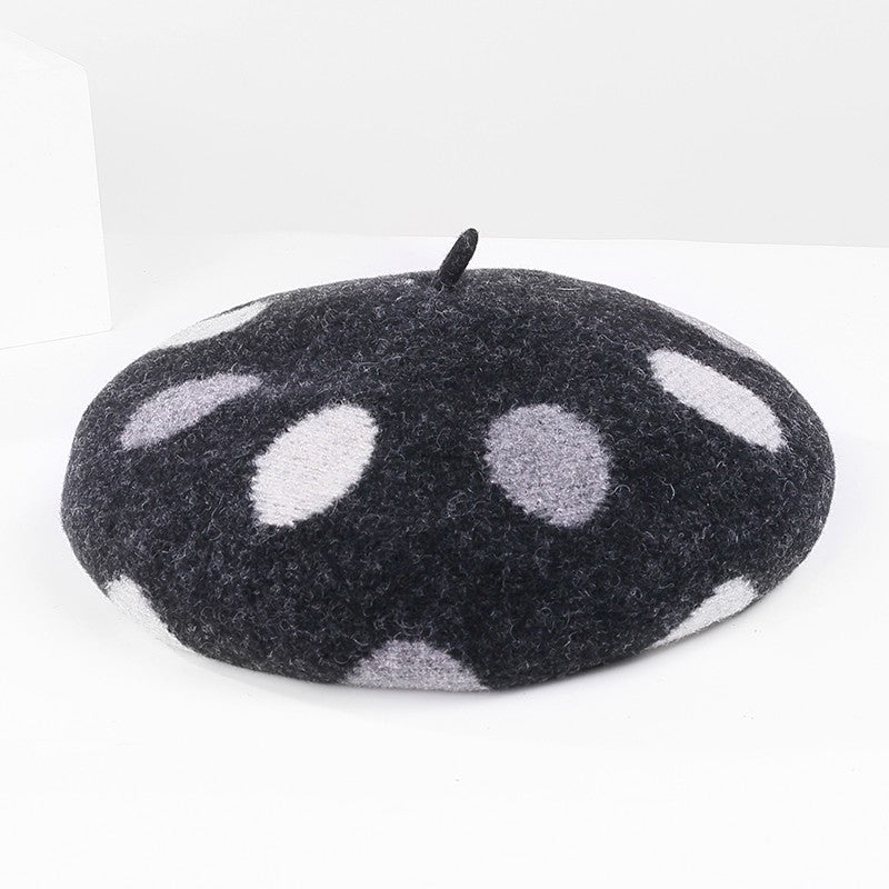 British Retro New Fashion Polka Dot Woolen Hat Women