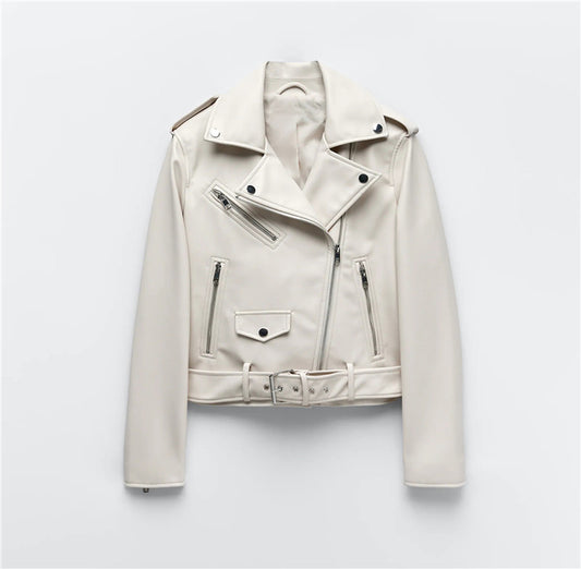 New Women's Leather Motorcycle Jacket