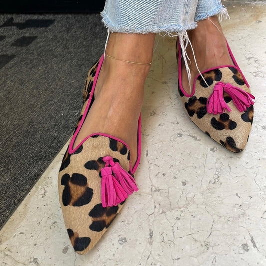 Leopardspidse Casual Pumps til Kvinder med Flad Hæl
