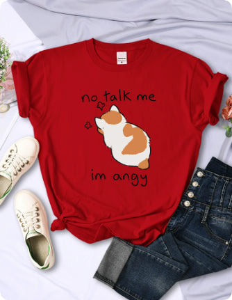 Don't Talk To Me My Funny Cat Prints Casual Round Neck Short Sleeves