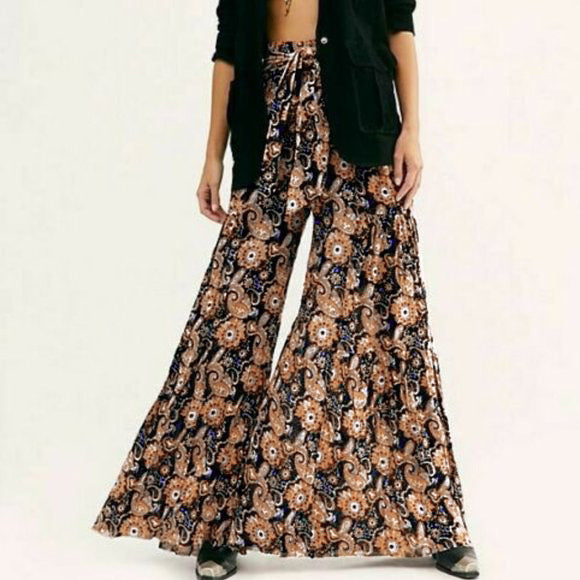 New Digital Printed Women's Loose Casual Pants Beach Wide