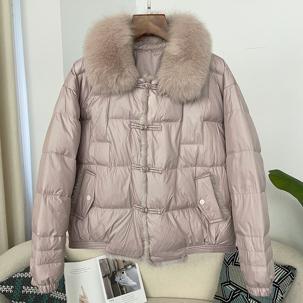 Down Jacket Short Loose Fashion Retro Patchwork Coat