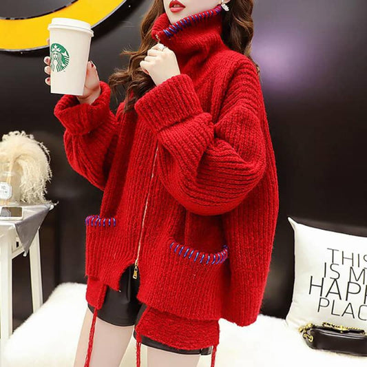 Autumn And Winter New Loose Chinese New Year Red Idle Style Jacket