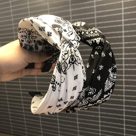 Ladies Face Wash Makeup Hair Hole Wide Side Cross Knotted Hair Band