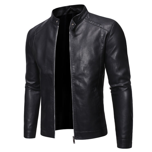 Men's Slim Casual Leather Jacket Motorcycle Jacket