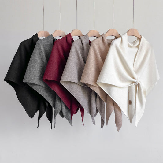 Winter Triangular Shawl INS Solid Color Soft Thickened Knitted Neck Wrap Korean Version Warm Shawl For Women