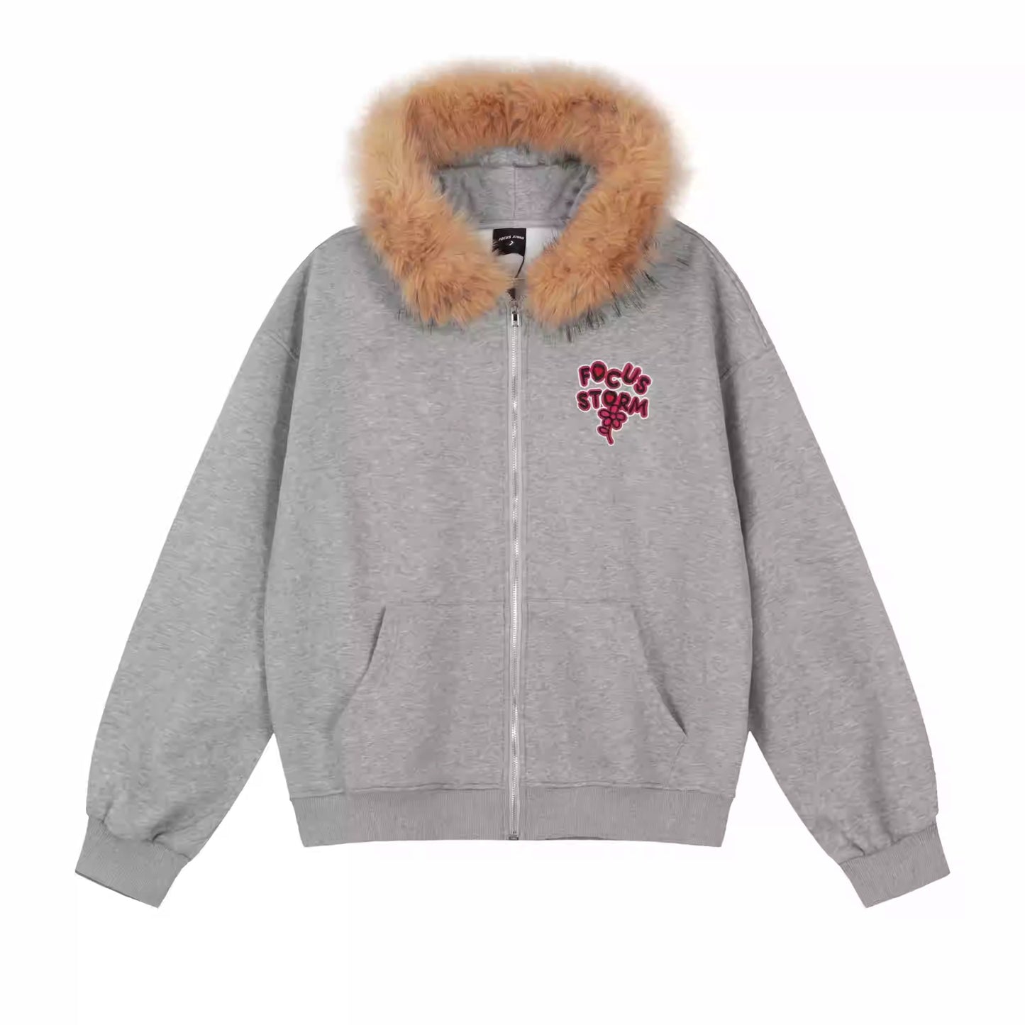 Stitching Loose Retro Fashion Brand Couple Casual Zipper Top