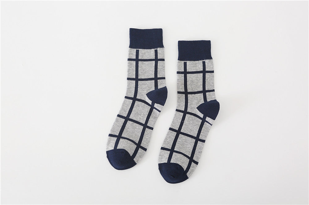 Chessboard Plaid Pattern Middle Tube Cotton Socks