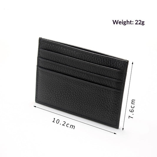 Simple Genuine Leather Small Card Bag, Men's And Women's Top Layer Cowhide