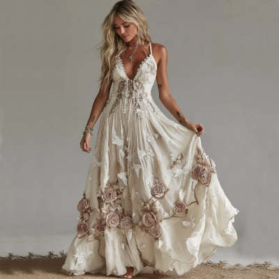 Independent Station New Digital Printing Women's Sleeveless Long Dress Fashion Long Skirt