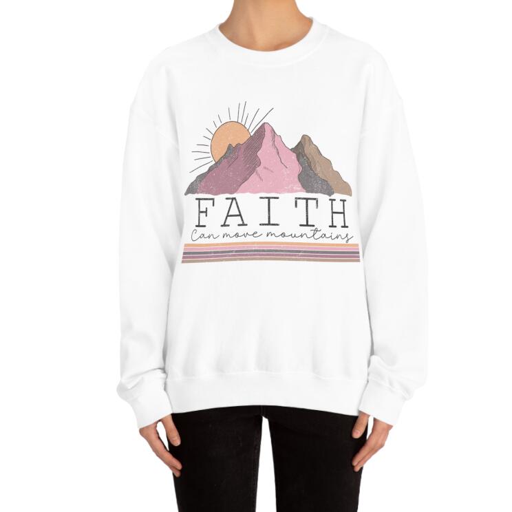 Tro kan flytte bjerge printet tegneserie sweatshirt