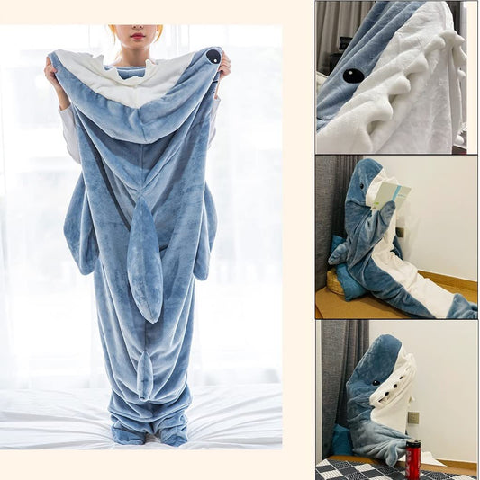 Cartoon Shark Sleeping Bag Pajamas Office Nap Shark Blanket Karakal High Quality Fabric Mermaid Shawl Blanket For Children Adult