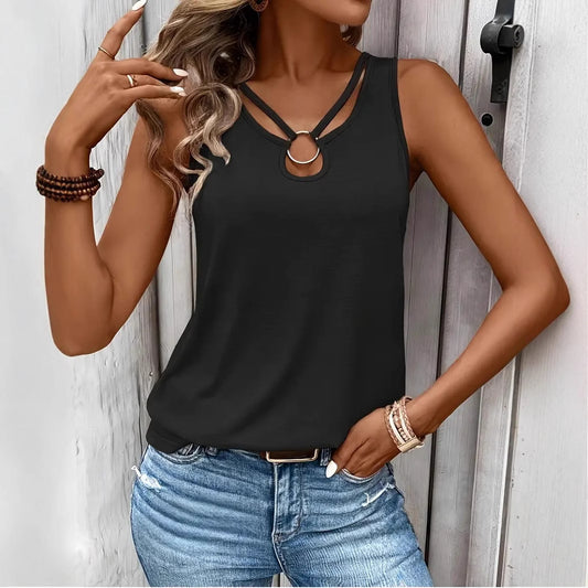 Cross Solid Color Sexy Sling Vest Women's Top