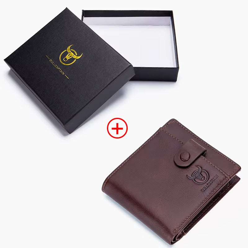 Genuine Leather Men'S Wallet Coin Purse Small Wallet Retro Short Wallet British Casual Multifunction Wallet
