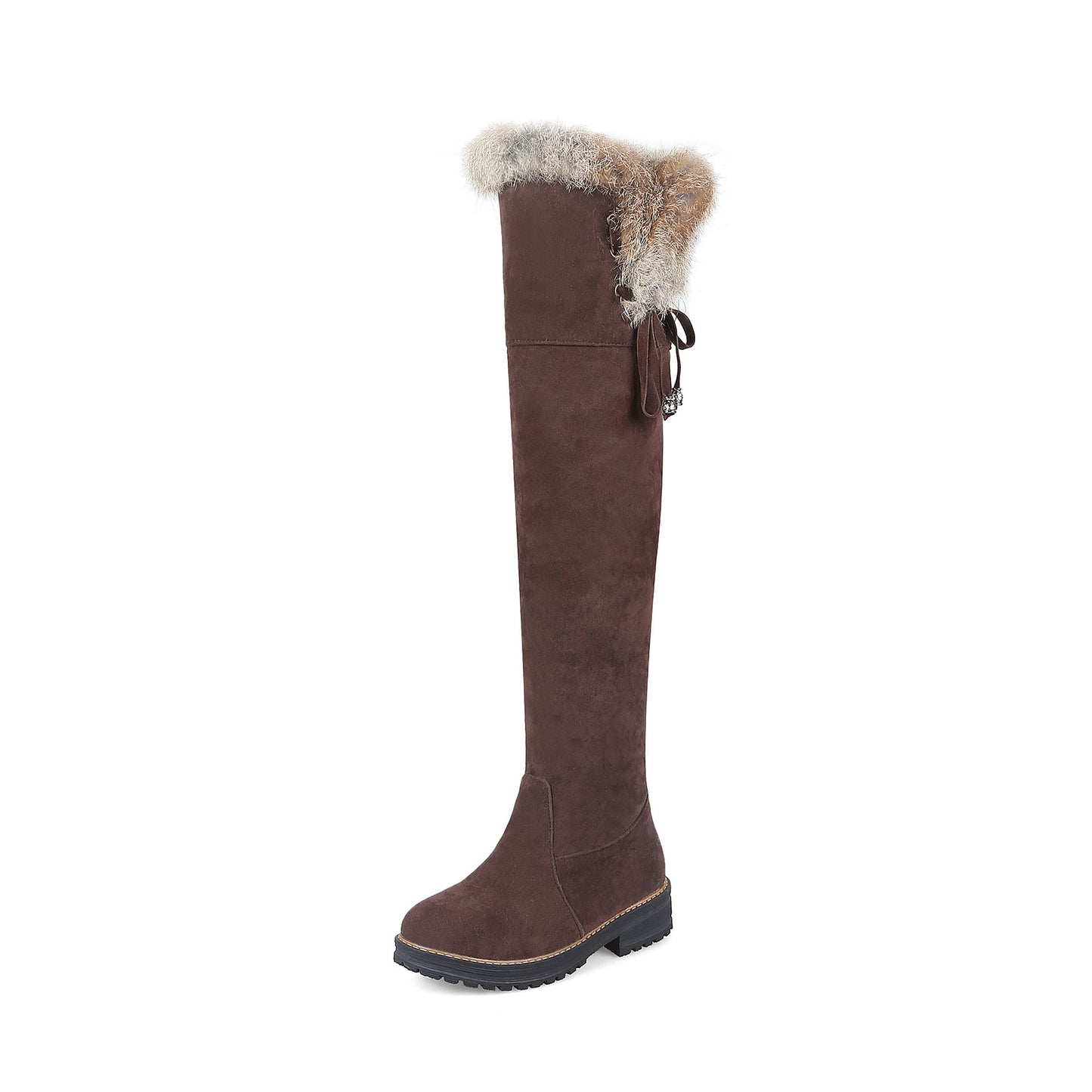 Autumn And Winter Simple Plus Size 40-44 Suede Over The Knee Student Women's Boots