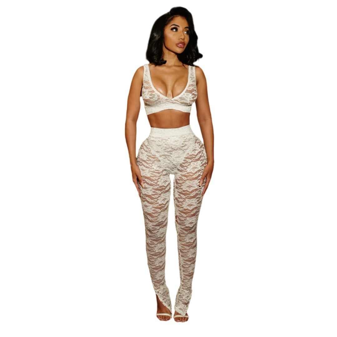 European And American Womens Fashion Dobaan Lace Two-piece Set