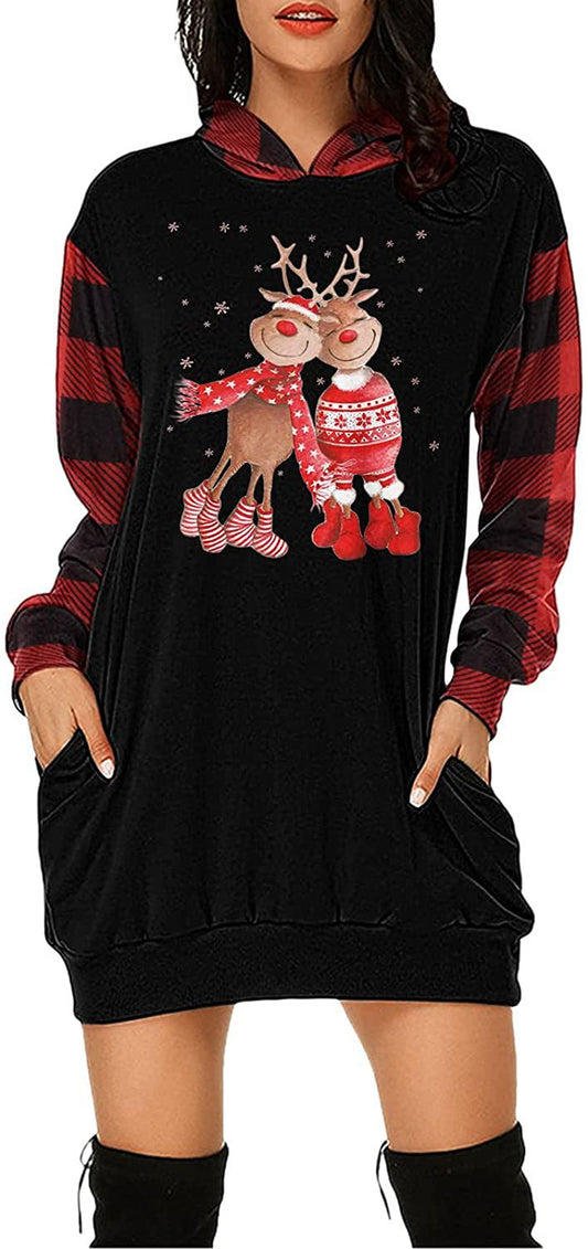Christmas City Casual Hooded Loose fitting Dress