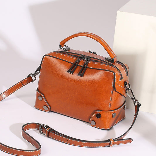 Oil Wax Pure Leather Women's Bag Shoulders