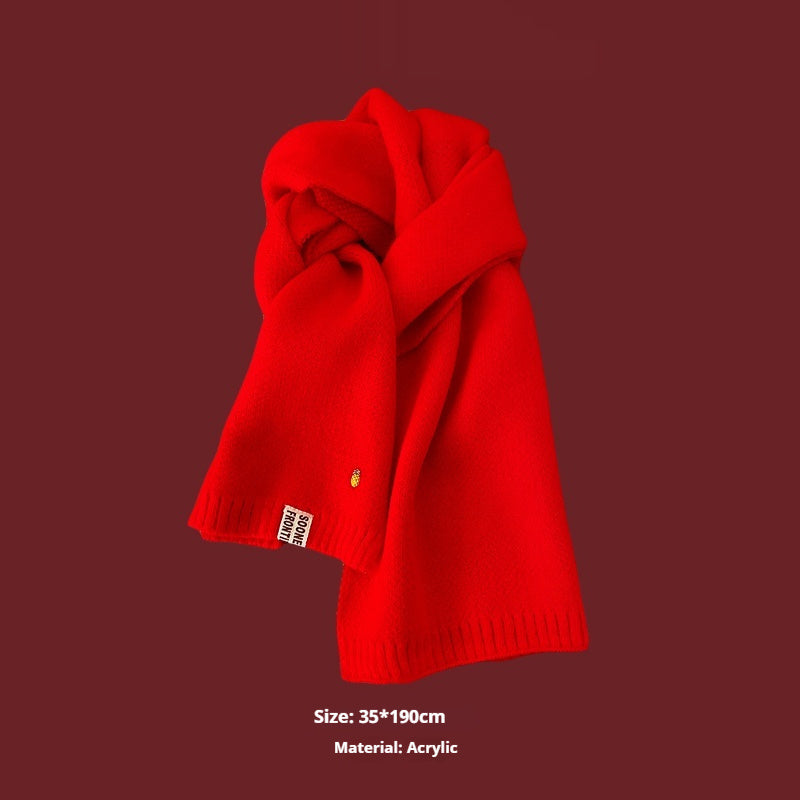 New Year Gift Red Lovers Wild Plaid Warm Wool Scarf