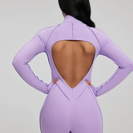 Jumpsuit til kvinder med lange ærmer, lynlås og slank pasform
