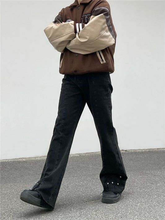Vintage Patchwork Irregular Loose Micro-Flare Pants