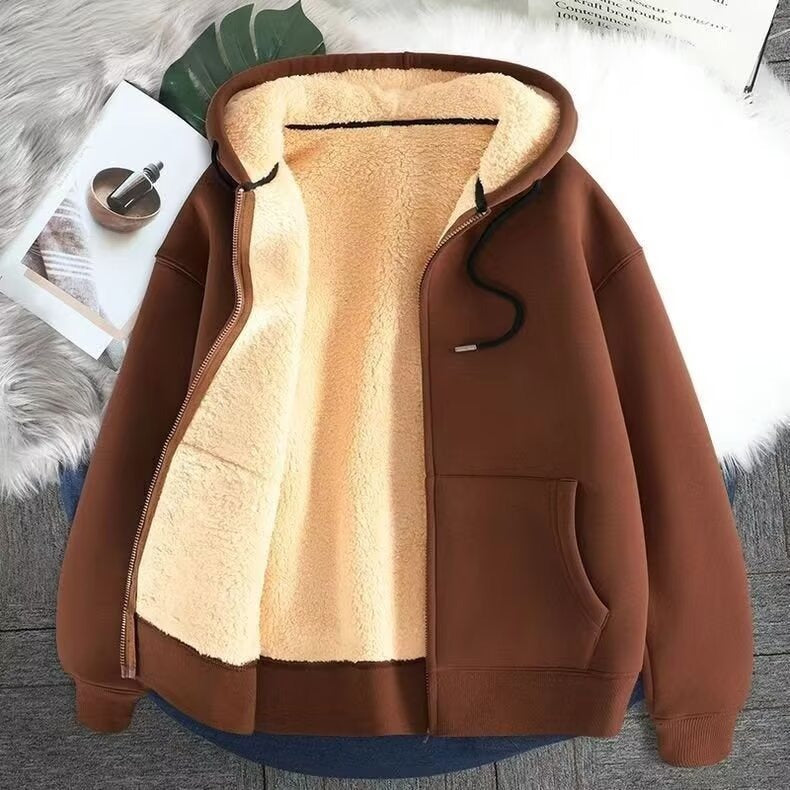 Zipper Sweater Men's Lamb Wool Hooded Jacket