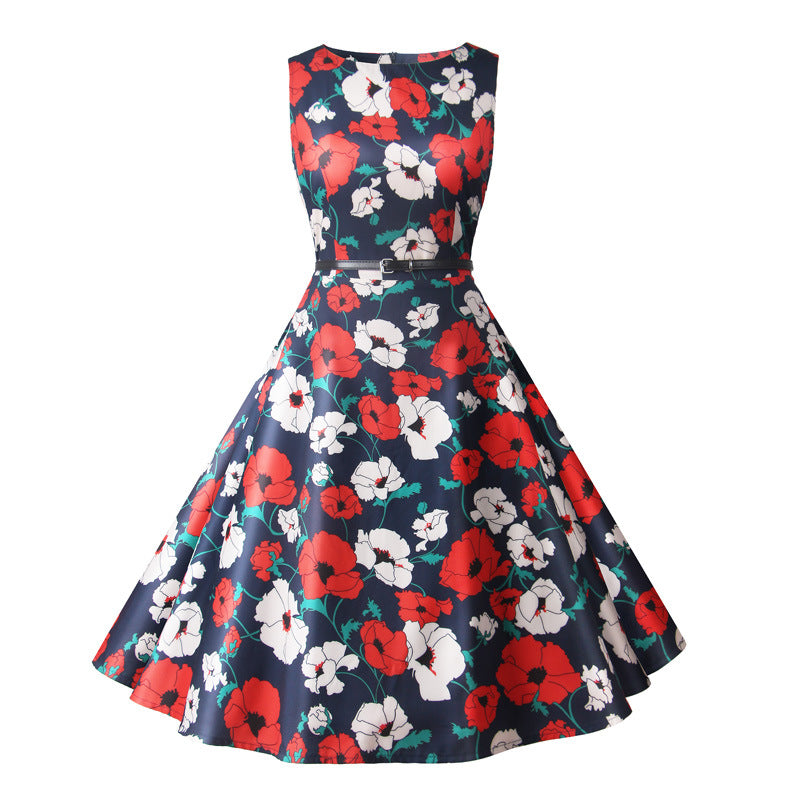 1950s Retro-Style Flapper Dress With A Festive Print