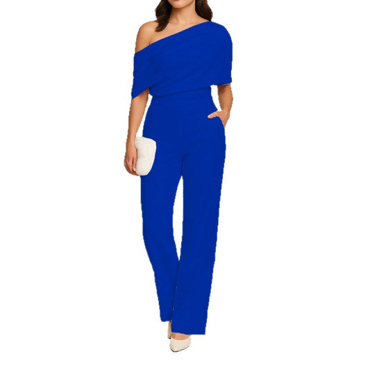 Fashion Slankende Jumpsuit til Kvinder med Én Skulder