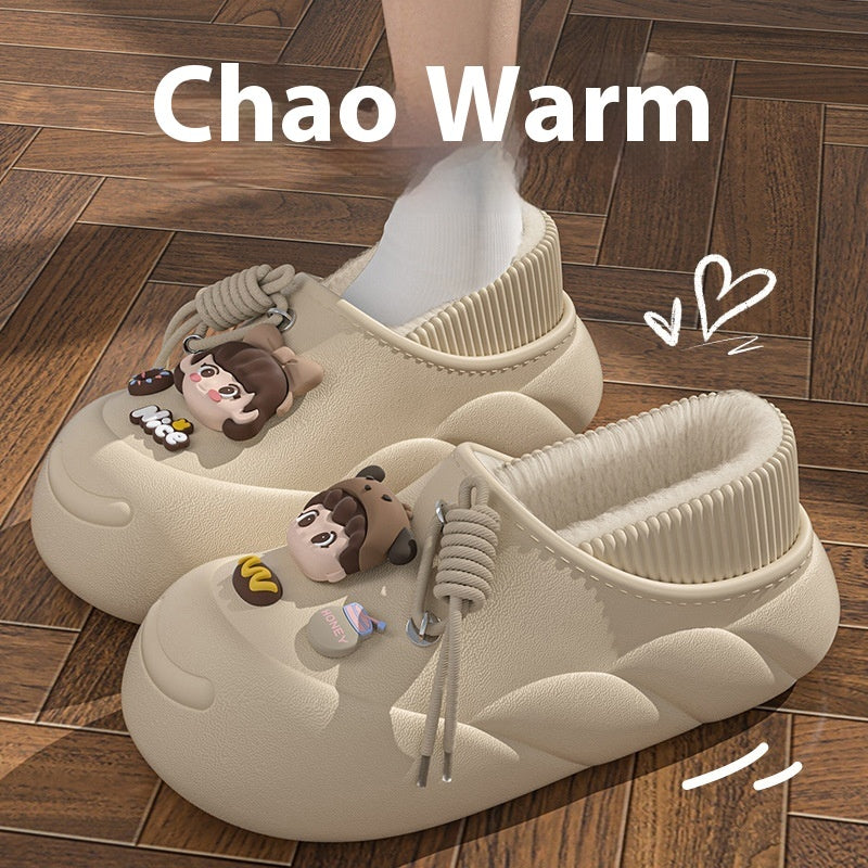 Poop Feeling Winter In Stock Soft Bottom Cartoon Waterproof Toe Cap Cotton Slippers