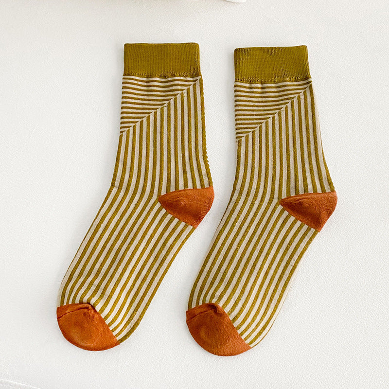 Middle Tube Socks Fashionable Color Stripe