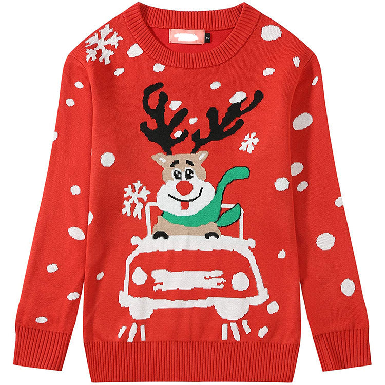Christmas Elk Brocade Sweater Women's Long Sleeve
