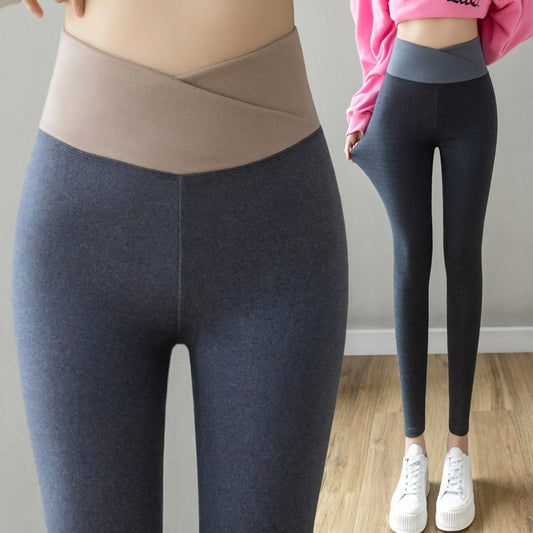 Cross Waist Leggings Women's High Waist Outerwear