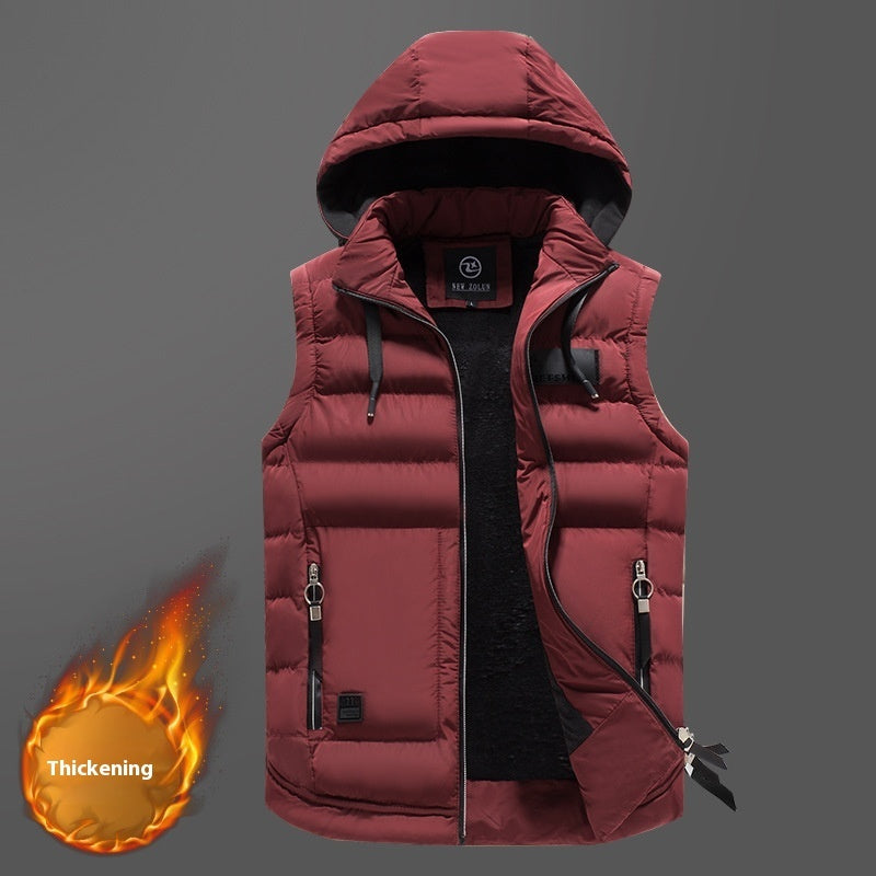 Detachable Hat Fashion Casual Cotton Vest