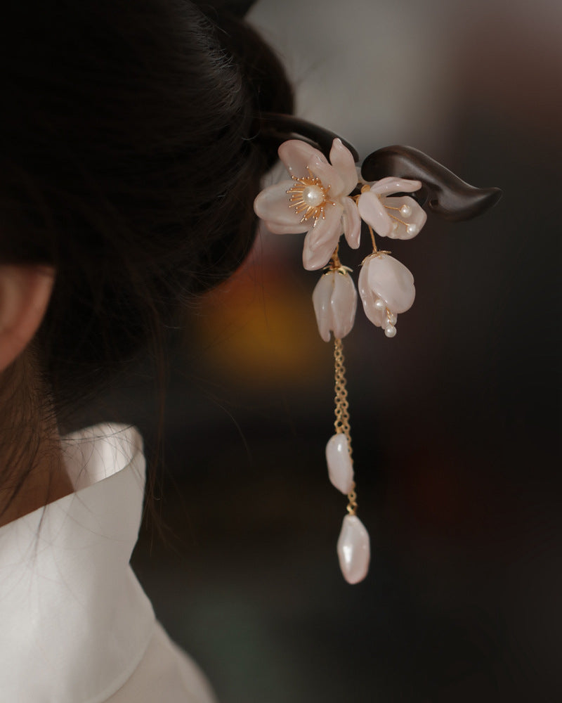 High-end Chinese-style Cheongsam Tea Dress Wooden Hairpin